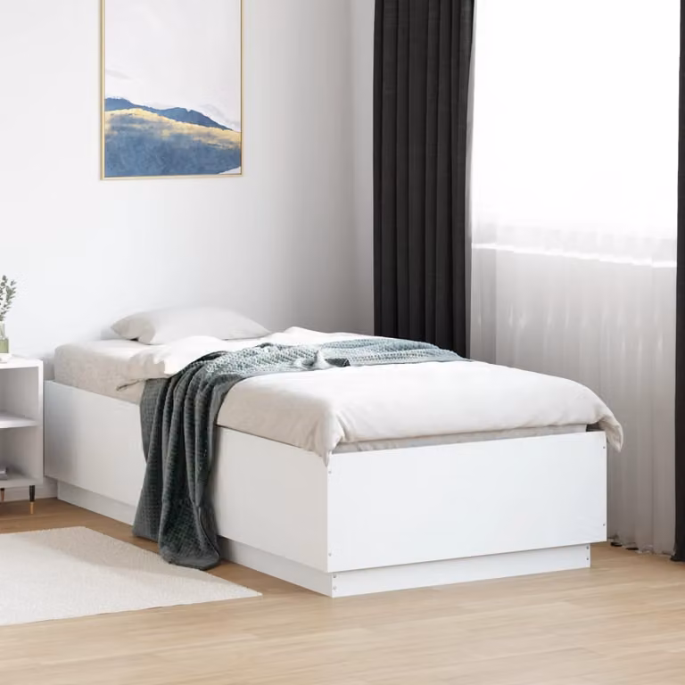 vidaXL Giroletto Bianco con Luci LED e Porte USB in Legno Multistrato L: 78 cm, P: 193 cm