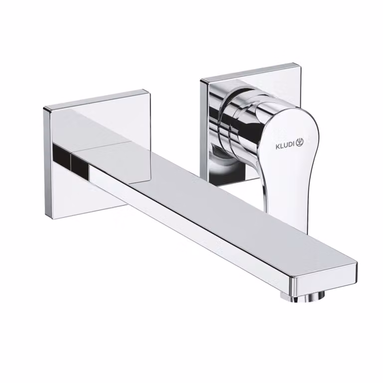 KLUDI ZENTA SL Mitigeur monocommandé mural encastré pour lavabo à deux trous, saillie 230mm, rosace en deux parties, chrome, 482450565, 482450565