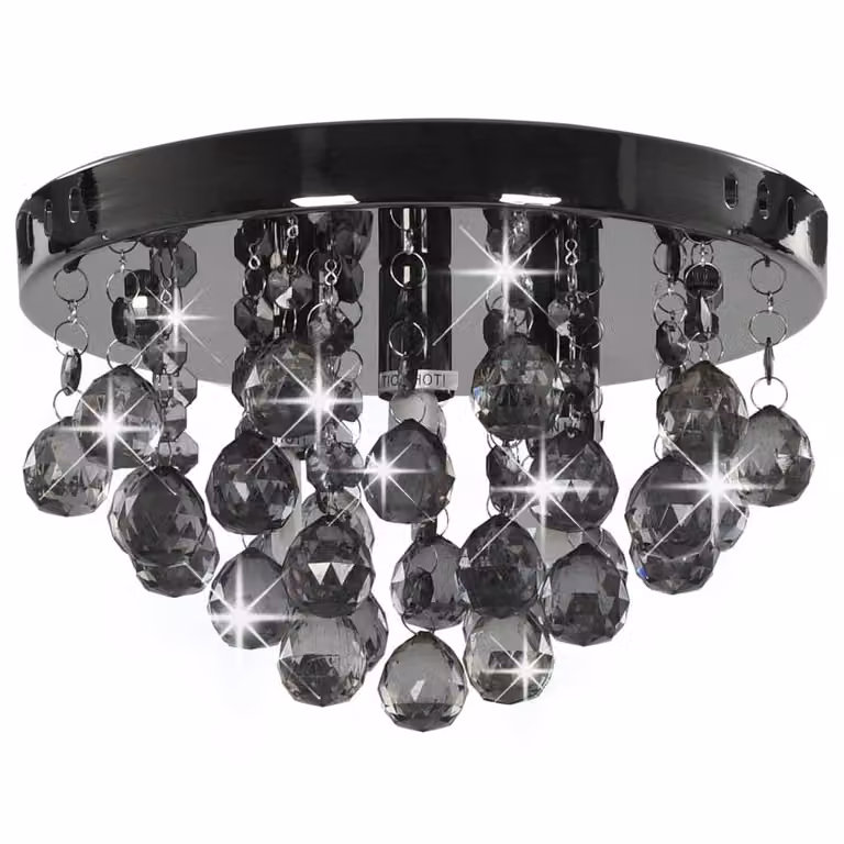 vidaXL Plafoniera con perle nere fumé nero rotondo G9