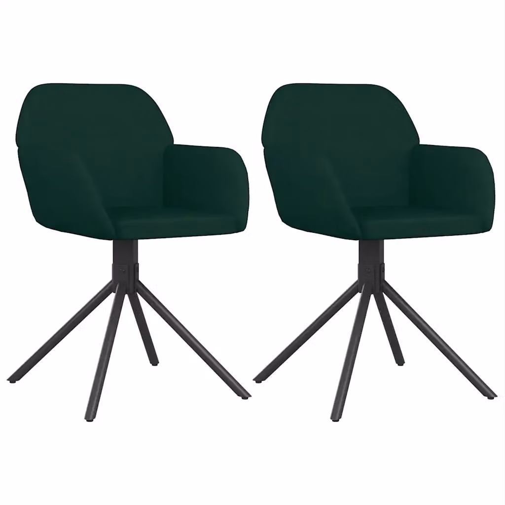 Set di 2 sedie da pranzo girevoli vidaXL in velluto verde con base in metallo e MDF – 2