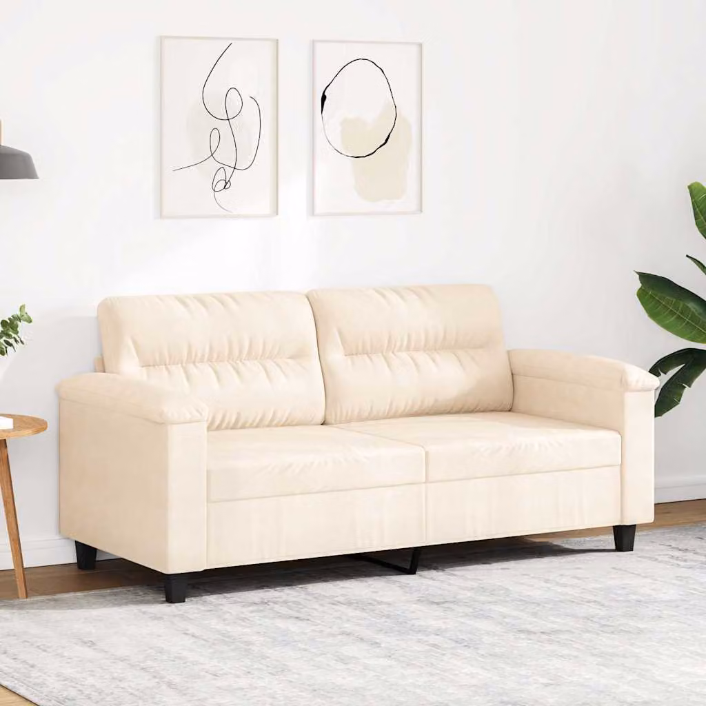 vidaXL Divano a 2 Posti Moderno in Microfibra Beige con Struttura in Metallo