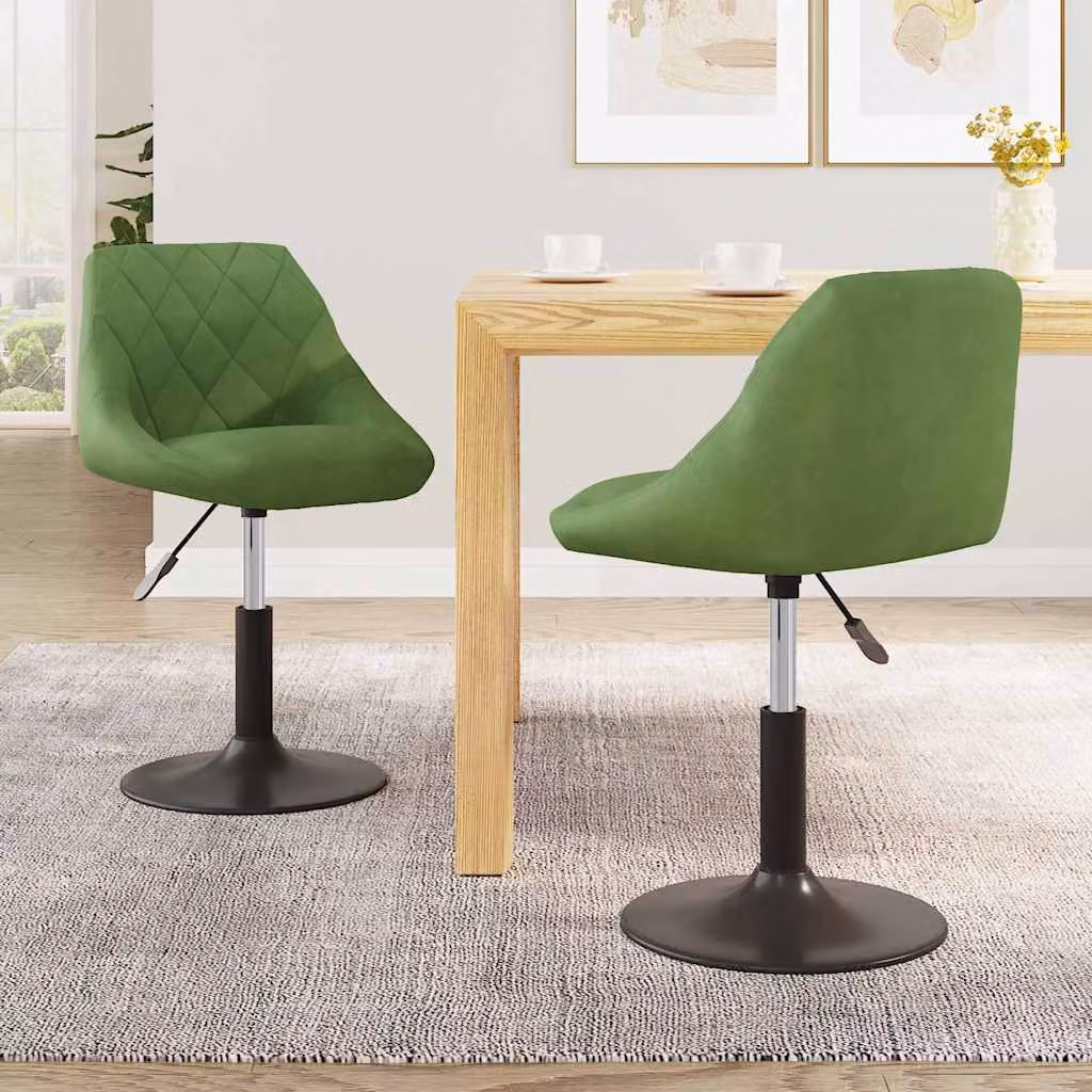 vidaXL Sedie da Pranzo Girevoli 2 pz Verde Chiaro in Velluto