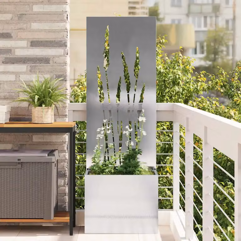 Schermo per privacy da giardino vidaXL in acciaio inossidabile Argento L/P/H: 50 x 32 x 150 cm