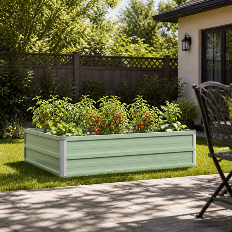 Letto rialzato da giardino vidaXL in metallo verde, L: 100 cm, P: 80 cm, H: 24 cm
