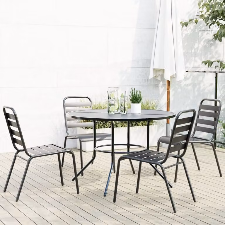 Maison Exclusive - Set di sedie da giardino, 5 pezzi, impilabili, in acciaio verniciato a polvere