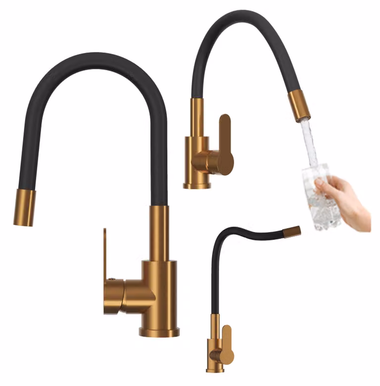 Granitan - Miscelatore cucina - Rubinetto cucina - Miscelatore lavello oro - 2 getti - GRADO PLUS