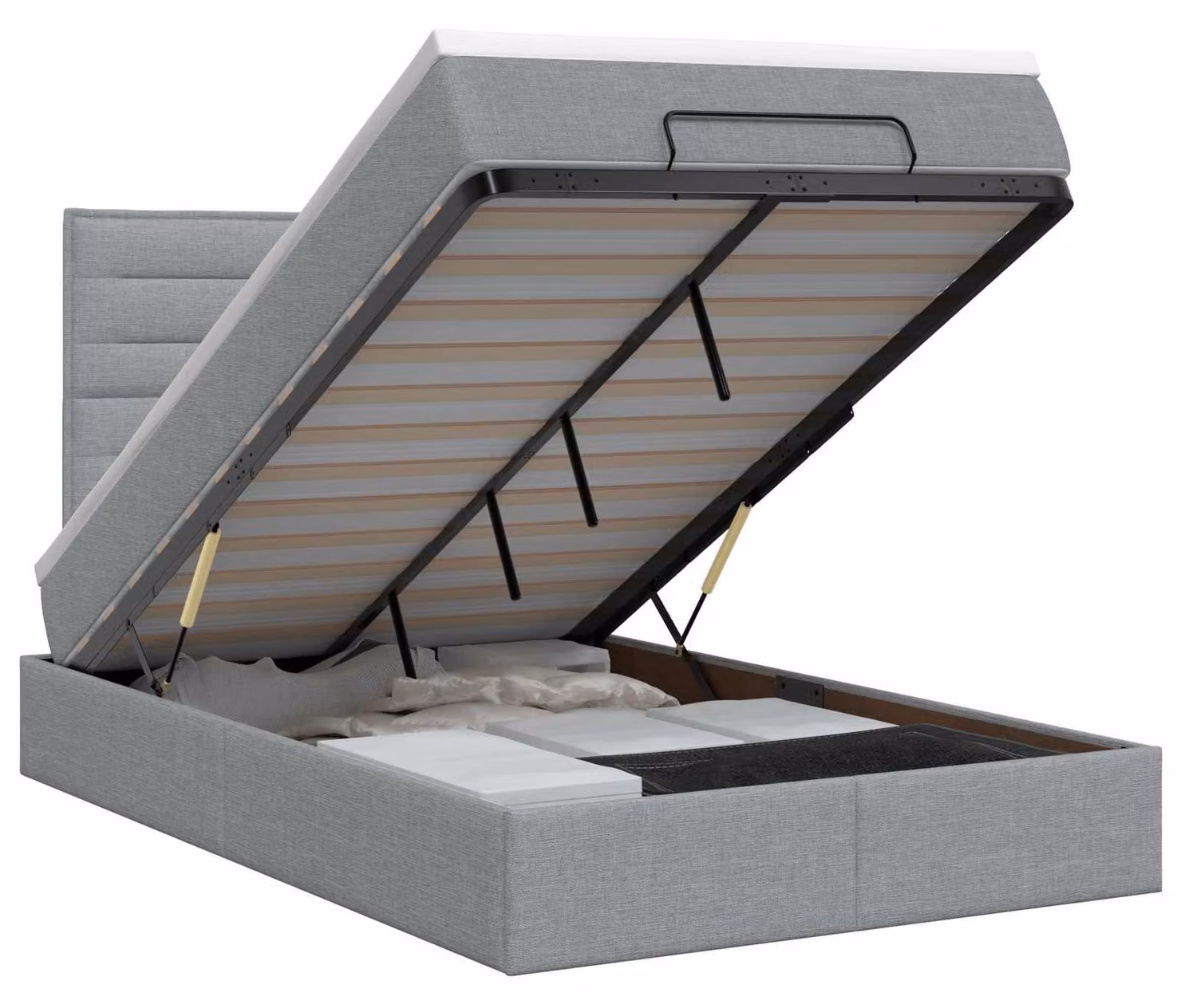 Divano letto ottomano, colore grigio chiaro, 120 x 190 cm, rivestito in tessuto