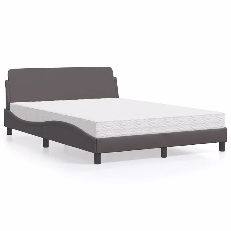 Letto con Materasso Dover vidaXL in Similpelle Grigio e Bianco, L/P: 120 x 200 cm