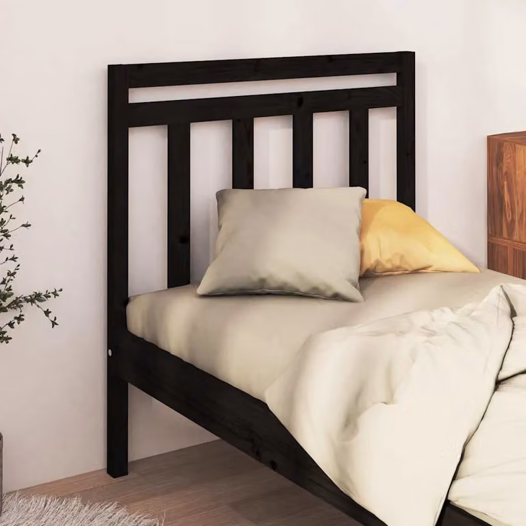 Testiera Letto vidaXL in Legno Massello di Pino Nero L: 81 cm, P: 4 cm, H: 100 cm