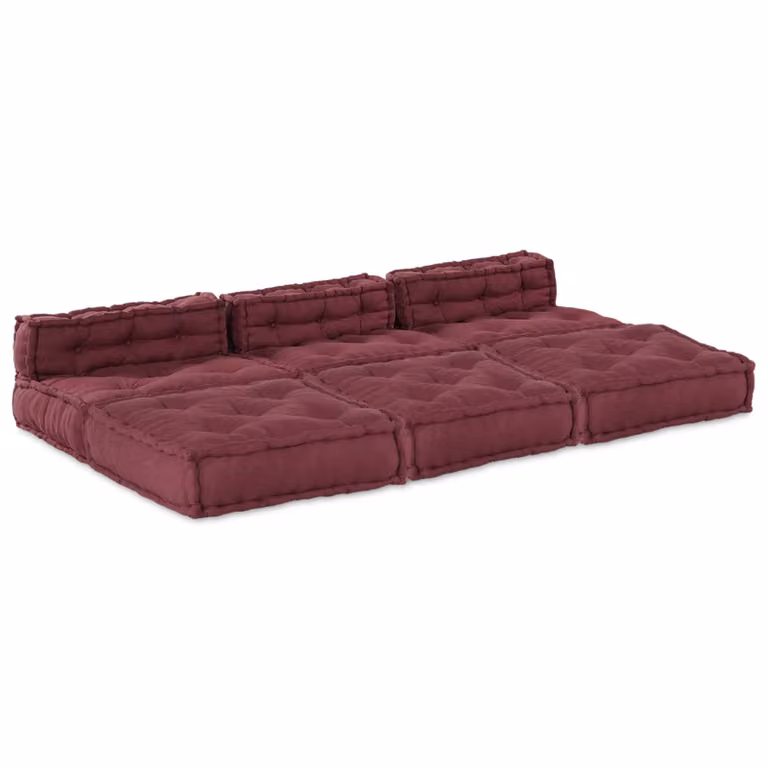 vidaXL Divano Modulare a L in Tessuto Rosso con Imbottitura in Schiuma per Soggiorno o Giardino L/P/H: 210 x 140 x 56 cm