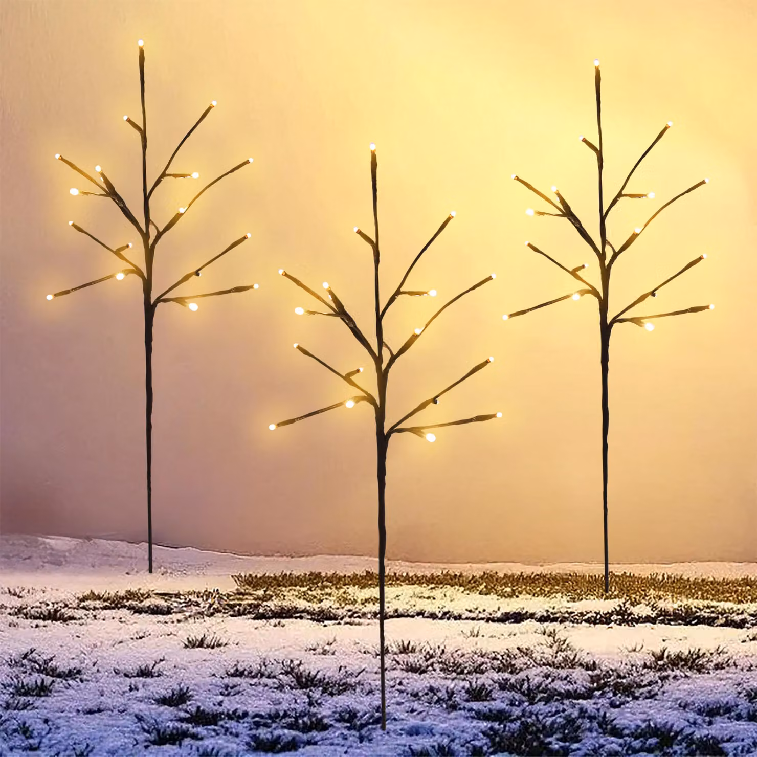 Set di 3 rami luminosi a LED - 60 LED - rami decorativi per arbusti da esterno