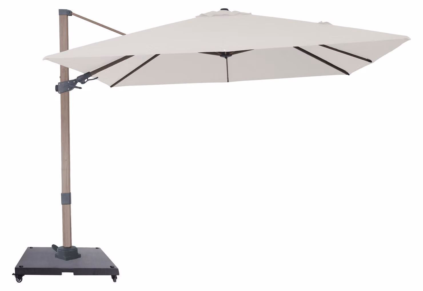 AXI Alina Ombrellone Decentrato Quadrato 300 x 300 cm, Effetto Rovere/Grigio, con Base | Per giardino/Terrazza con Struttura Verniciata a Polvere |