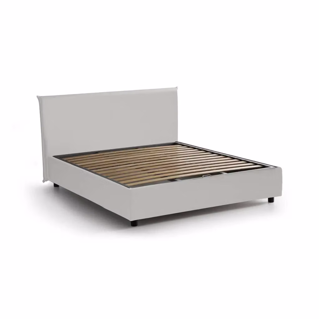 Letto matrimoniale contenitore Augustus Talamo Italia con rivestimento in ecopelle bianco, adatto per materasso 140x200 cm – 2
