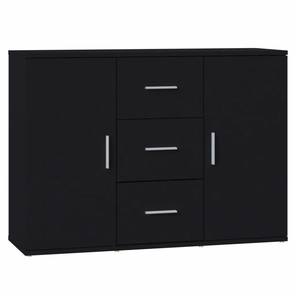 Credenza nera vidaXL in legno multistrato con finitura opaca, L 91 cm x P 29,5 cm x H 65 cm – 2