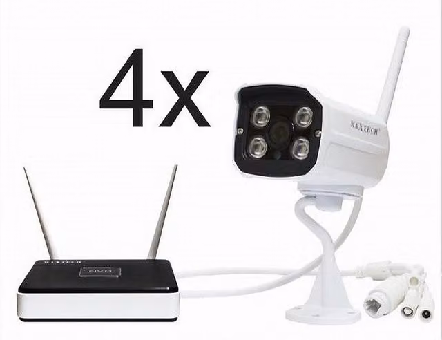 Kit di videosorveglianza wireless Maxtech Kit-w001 con telecamere IP Wifi HD e NVR, colore bianco