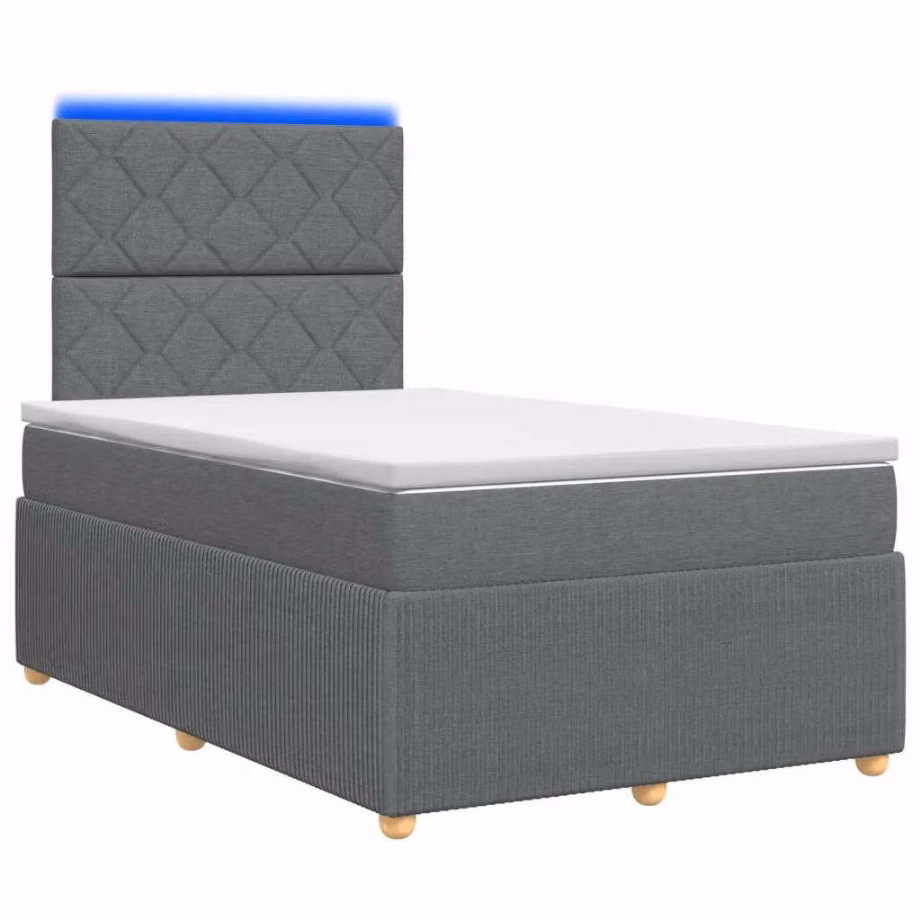 Letto Box Spring vidaXL con Materasso Ibrido e Illuminazione LED, Colore Grigio e Bianco, L/P: 120 x 200 cm – 2