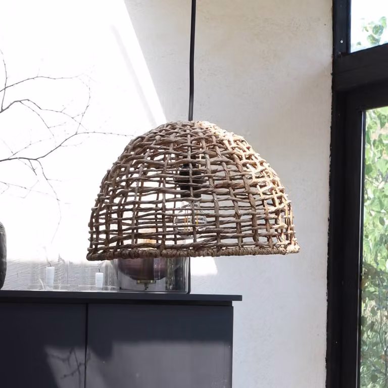 PR Home lampada a sospensione da esterno Cebu, Ø 37 cm, cavo 2,5 m, IP44 dimmerabile, Legno chiaro, Legno, Campagna / Rustiche