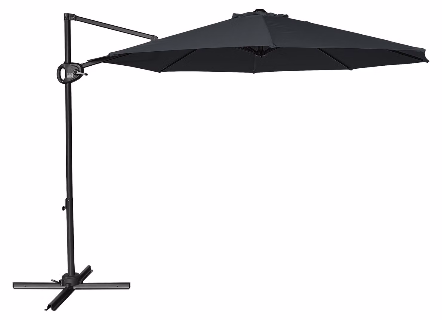 AXI Solea Ombrellone decentrato rotondo Ø 300 cm, antracite/grigio | Da giardino/terrazza, tessuto anti-UV, indice UPF 30+ | Base a croce, fodera
