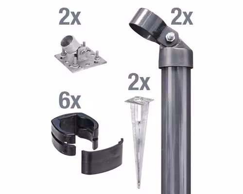 Alberts 602567 Set di angolari per rete elettrosaldata Fix-Clip Pro®, zinco-fosfato antracite, zoccolo da avvitare a terra, altezza recinzione 1020 mm