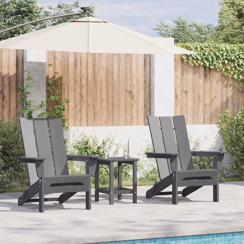 Set di 2 sedie da giardino vidaXL in polietilene grigio chiaro con braccioli