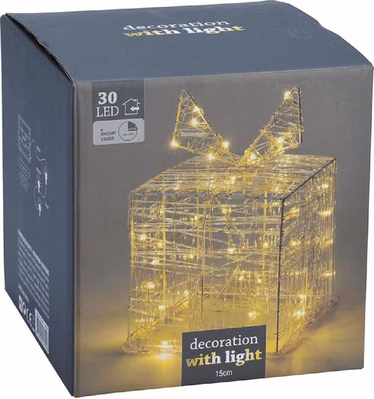 Scatola regalo con 30 LED retroilluminati a luce calda, 15 cm - Home Styling Collection
