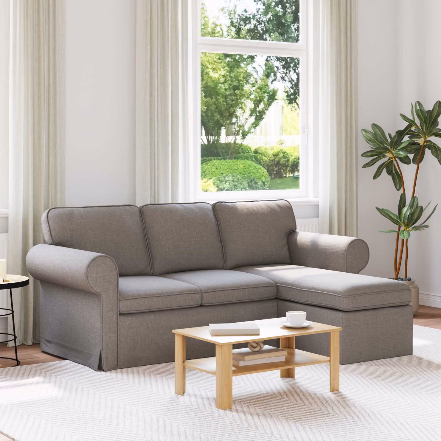 Divano angolare Talpa vidaXL in tessuto con coperture rimovibili, L/P/H: 195 x 138 x 80 cm, disponibile in beige o grigio – 1
