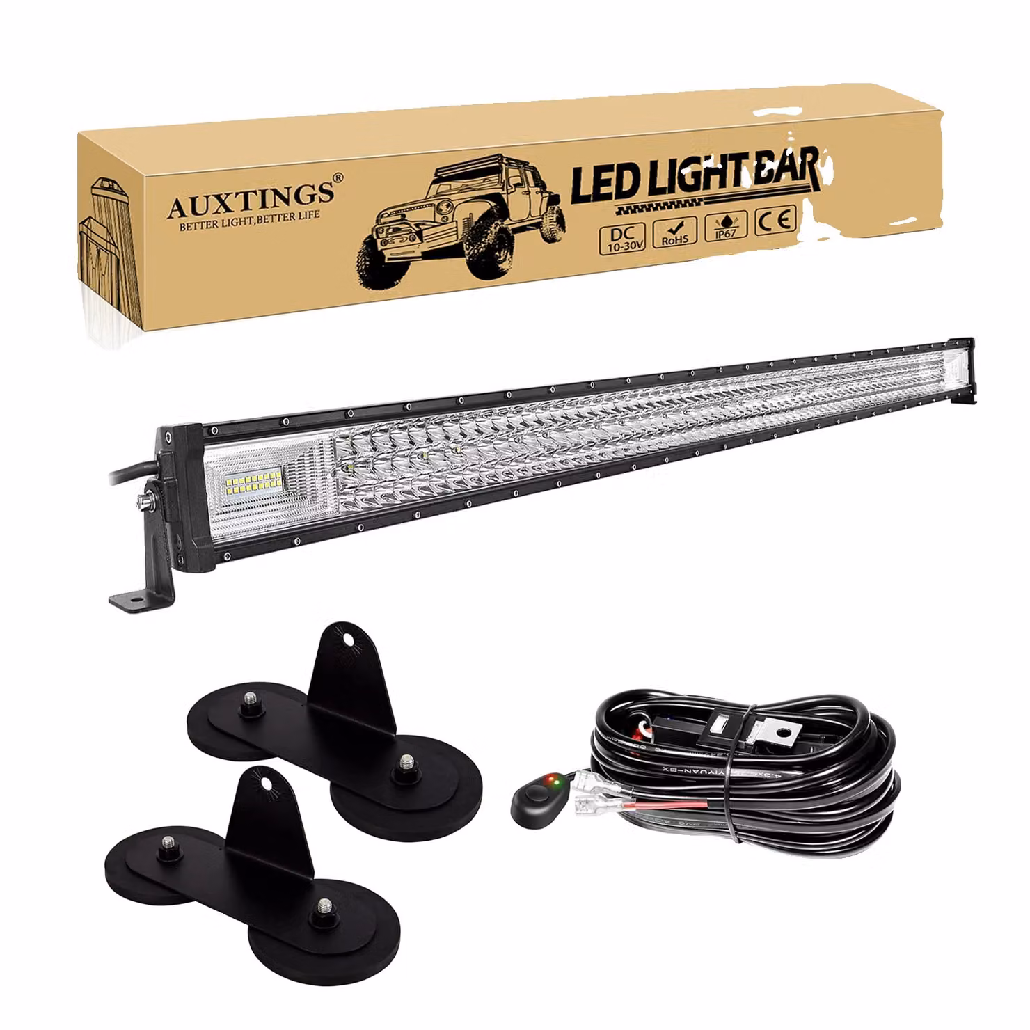Barra luminosa off-road a LED, alta luminosità 675W, impermeabile IP67, 52 pollici, 67500 lumen