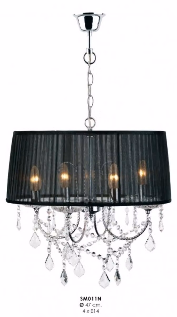 Casa Padrino Lampada a sospensione in cristallo barocco nero Ø 47 cm - Lampada a sospensione in stile barocco