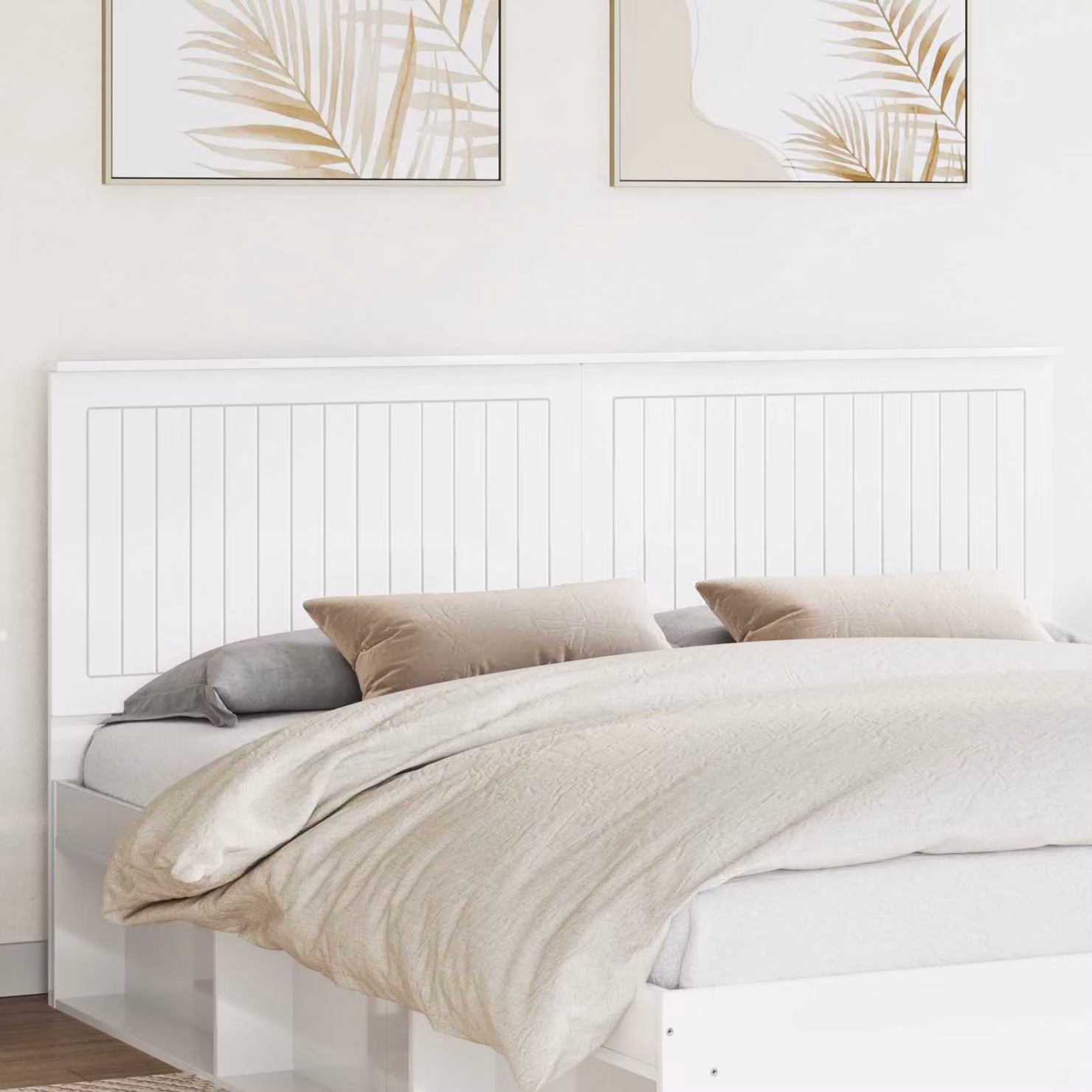Testiera per letto moderna vidaXL in legno ingegnerizzato bianco lucido con scomparti laterali