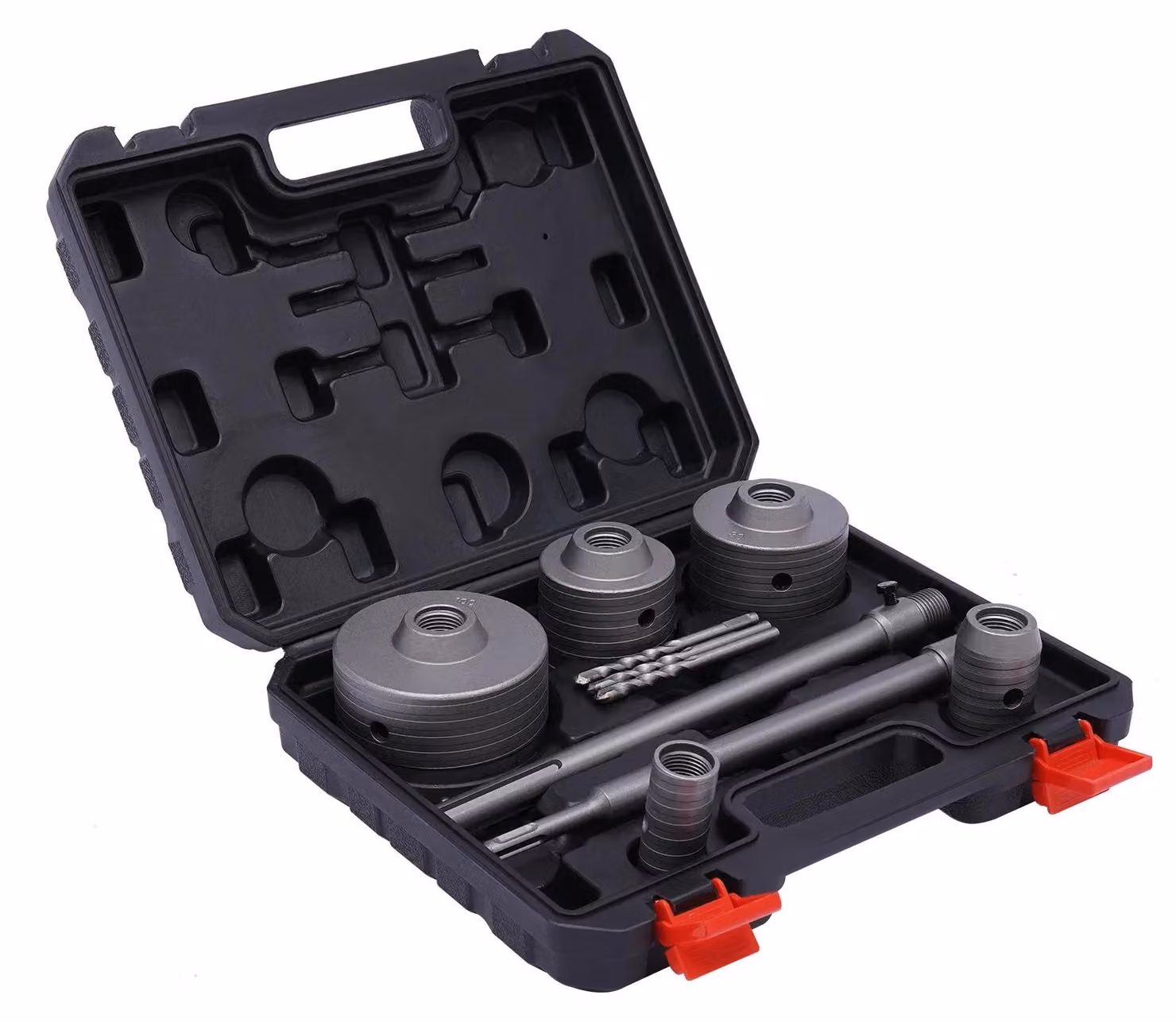 Set di punte da trapano a tazza, disponibile in diverse dimensioni, realizzata con una lega resistente e di lunga durata, colore nero