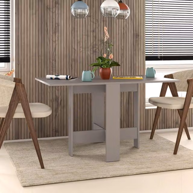 Tavolo pieghevole salvaspazio GIORDANOSHOP in MDF con piano ribaltabile, colore marrone e grigio, L: 130 cm, P: 76 cm, H: 73,4 cm