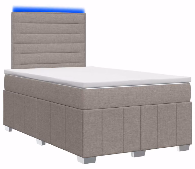 Letto boxspring LED con materasso Taupe 120 x 190 cm Tessuto