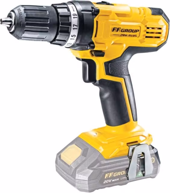 Ff group CDD/40 20V Plus trapano avvitatore giallo uso semi professionale con 2 batterie ricaricabili