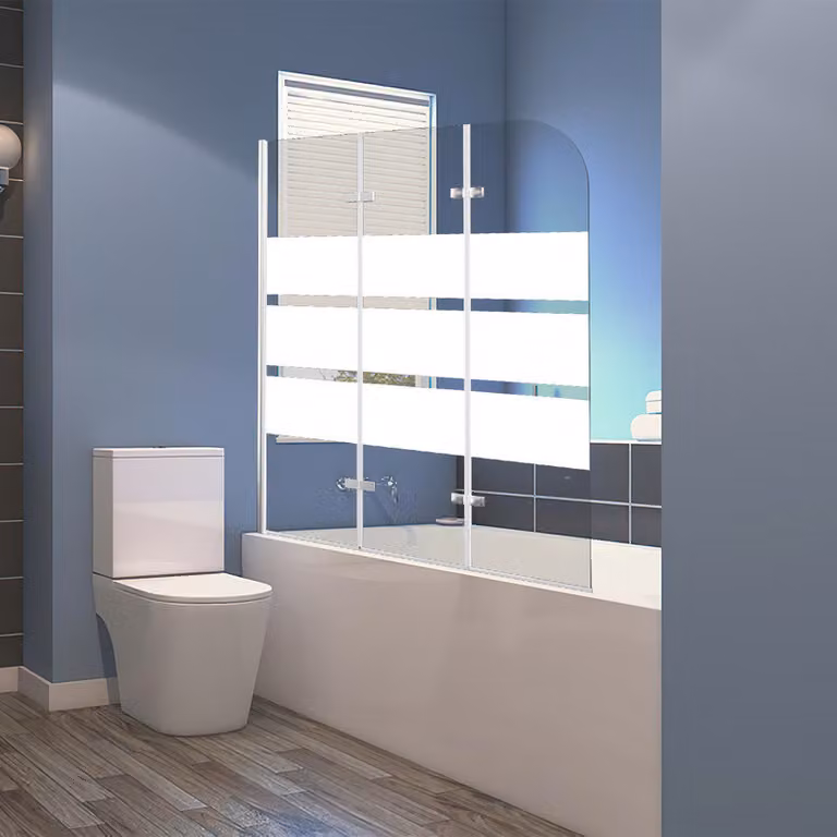 Jopassy cabina doccia schermo pieghevole per vasca da bagno vasca allegato schermo doccia in 6 mm NANO facile pulire vetro 3 pezzi pieghevole 120 * 140 cm bianco