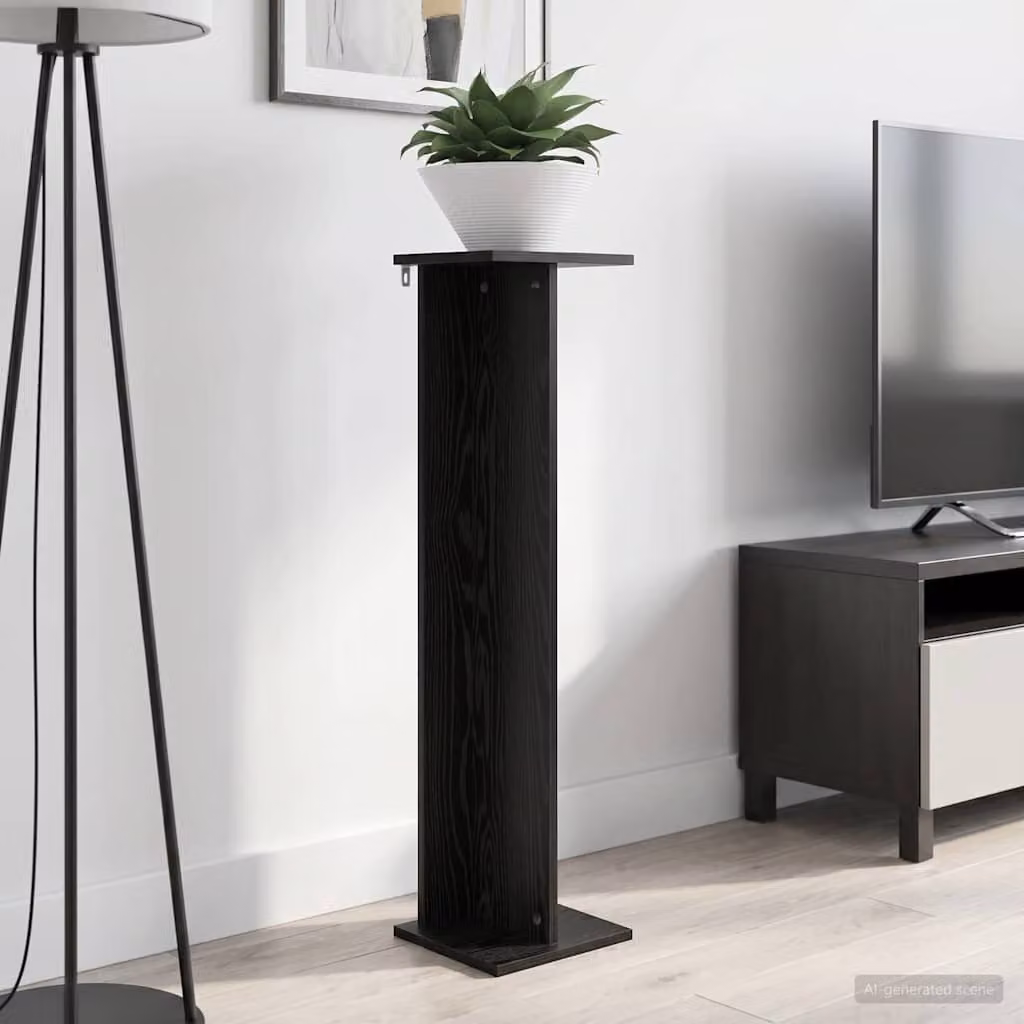 vidaXL Supporto per piante moderno in legno MDF, Nero Opaco, L/P/H: 25 x 25,5 x 100,5 cm