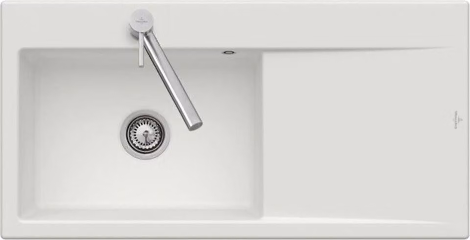 V&B lavello a filo Subway Style 60 Flat a sinistra, bianco alpin CeramicPlus