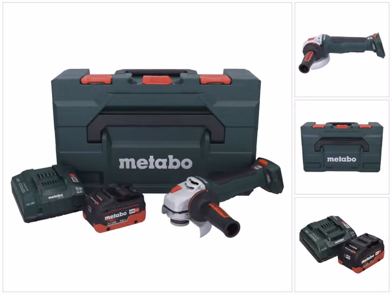 Smerigliatrice angolare a batteria Metabo WPB 18 LT BL 11-125 Quick 18 V 125 mm Brushless + 1x batteria 8,0 Ah + caricabatterie + metaBOX