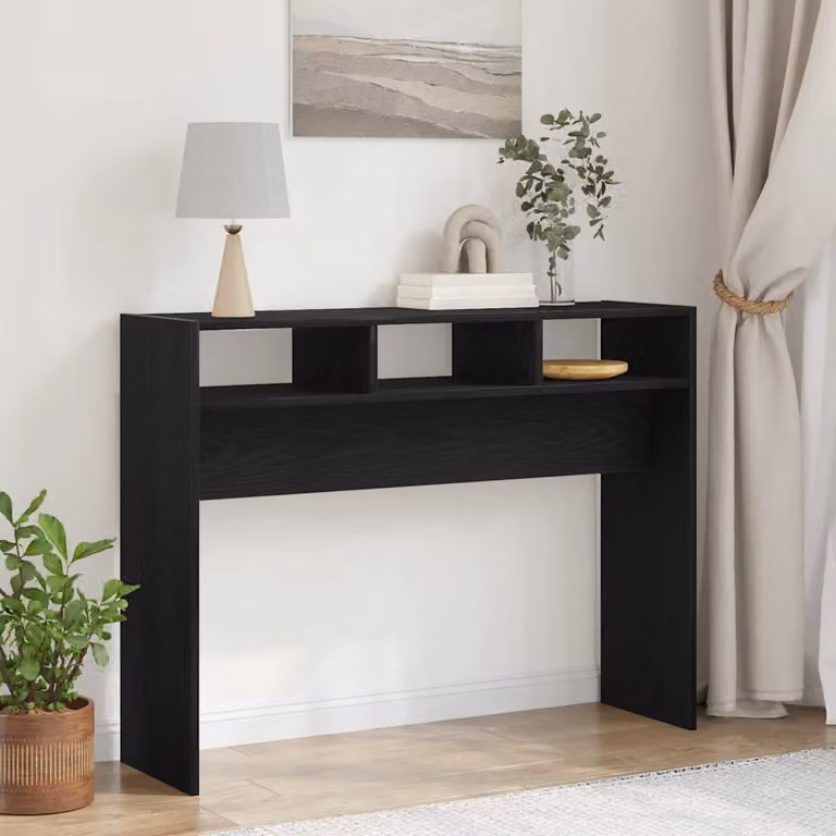 vidaXL Tavolo consolle moderno in rovere e nero L/P/H: 105 x 30 x 80 cm