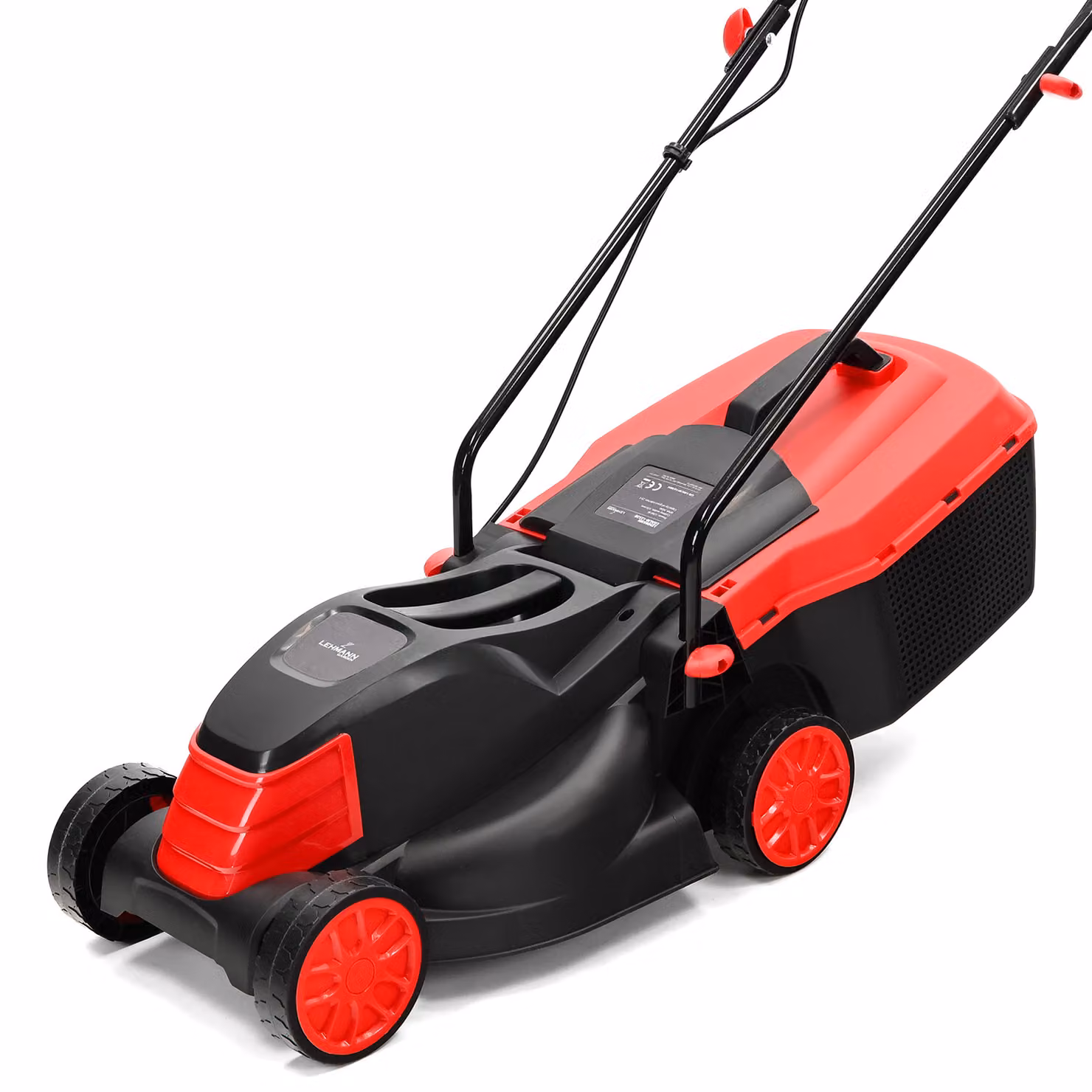 Tosaerba elettrico LEHMANN, 1200 W, larghezza di taglio 32 cm, cesto per l'erba da 25 L, regolazione dell'altezza di taglio a 3 livelli da 25 a 65 mm, per prati fino a 500 m