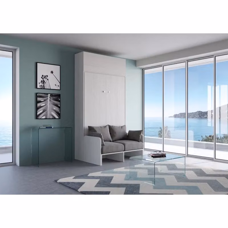 Letto a scomparsa verticale Kentaro con sofà e pensile vasistas Itamoby Bianco Frassino 140x190 cm – 2