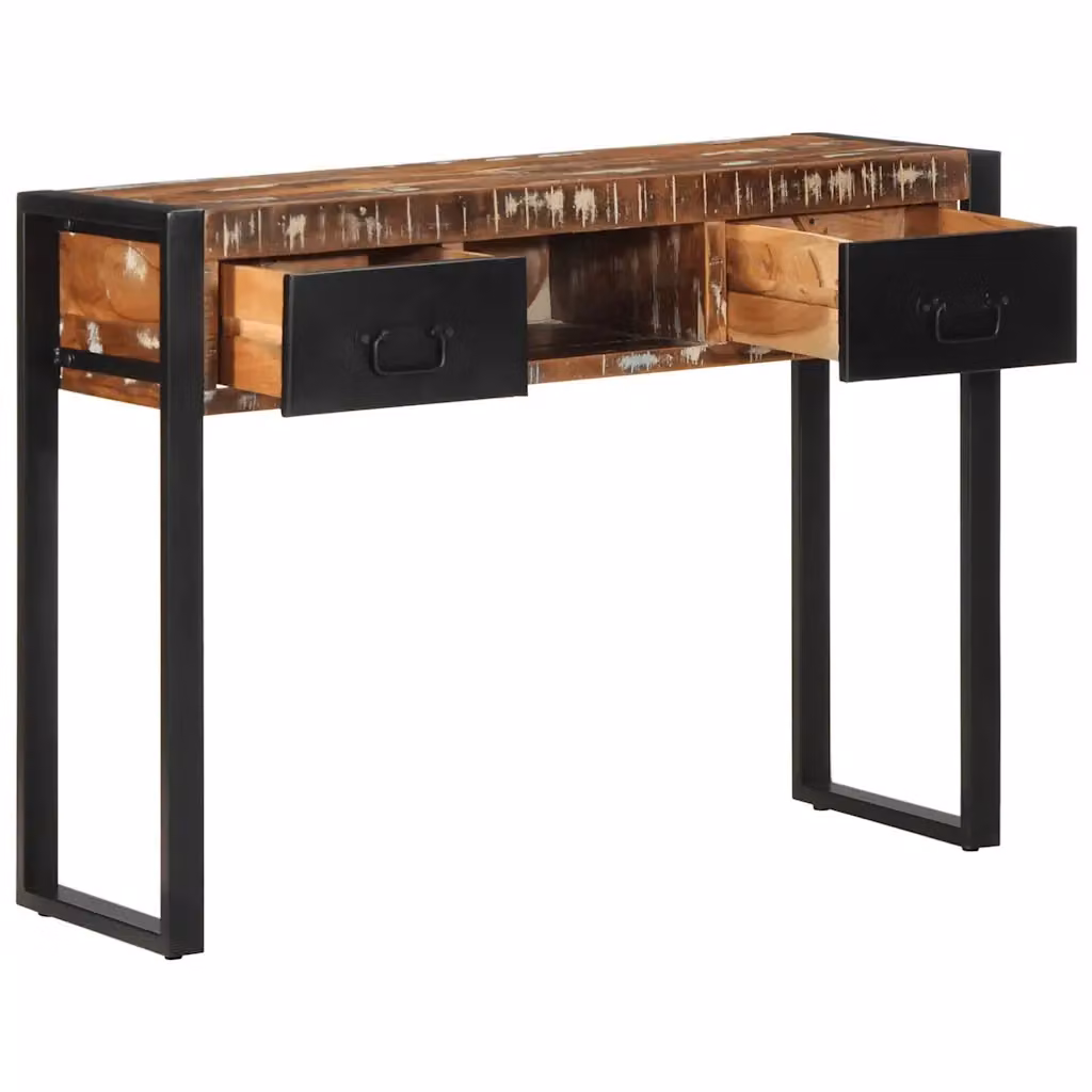 Tavolo Consolle Multicolore in Legno Massello di Recupero vidaXL L: 100 cm, P: 35 cm, H: 75 cm – 2