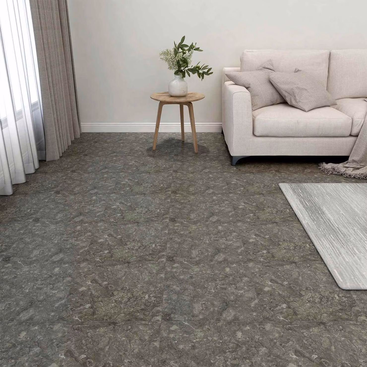 vidaXL Tavole per Pavimenti in PVC Autoadesive Moderno Grigio e Bianco 5,11 m² 55 pz