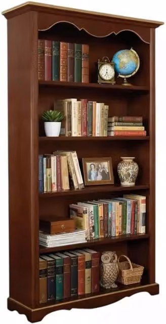 Libreria Arte Povera Mobili 2G con 5 ripiani in legno noce scuro e dettagli oro L 120 cm, P 40 cm, H 210 cm – 4
