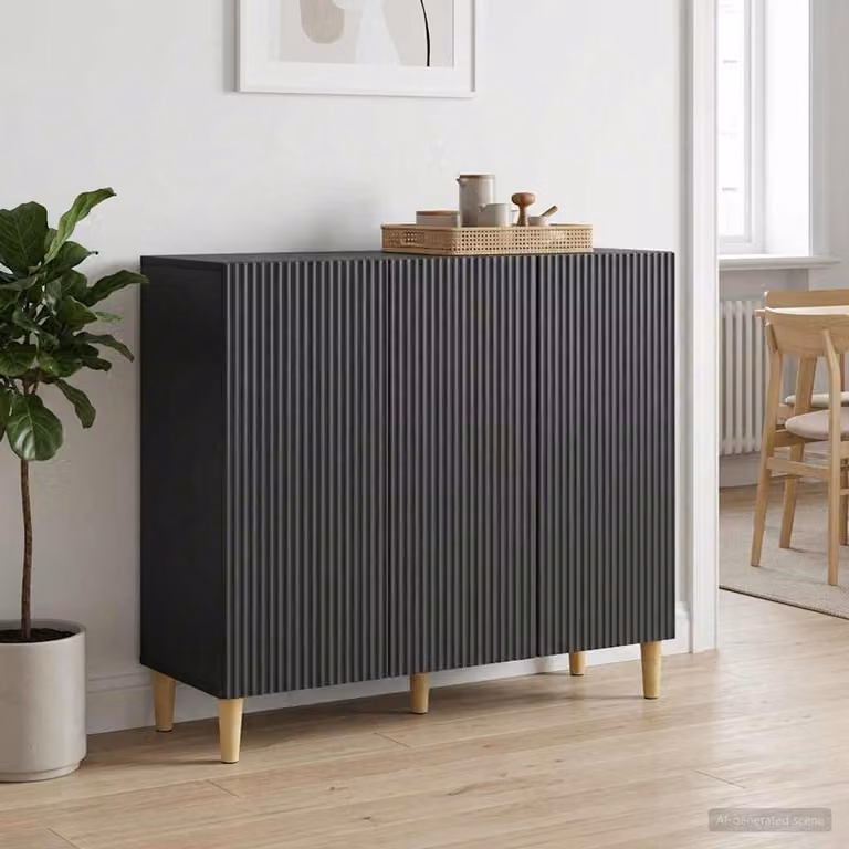 Credenza moderna vidaXL in legno ingegnerizzato nero opaco L/P/H: 89 x 34,5 x 80 cm