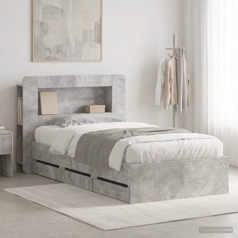 vidaXL Struttura letto moderna con contenitore e testata in legno ingegnerizzato Grigio