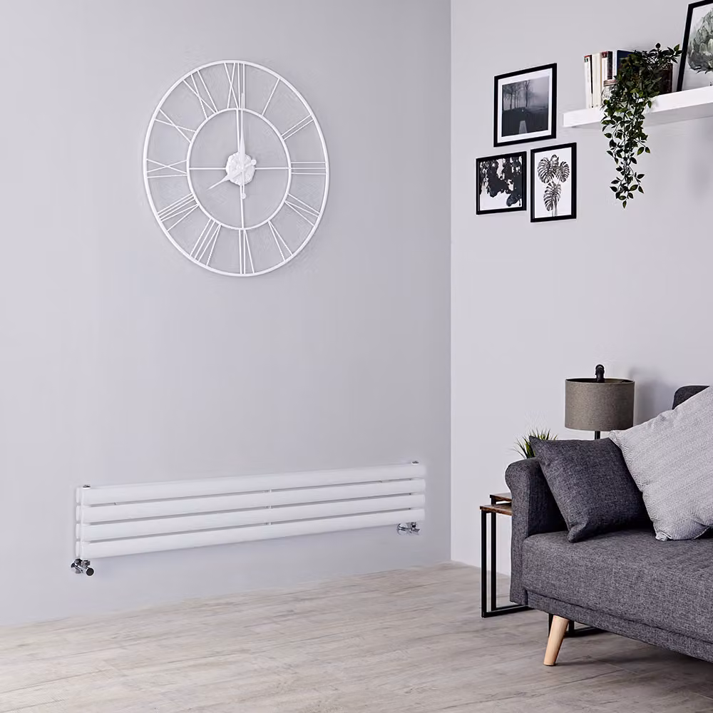 Radiatore di Design Orizzontale - Pannello Doppio - 236mm x 1400mm - Bianco - Revive