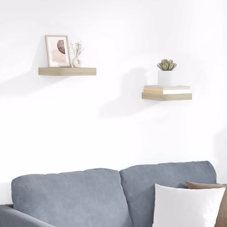 Set di 2 Scaffali a Parete vidaXL in MDF Colore Rovere L: 23 cm, P: 23,5 cm, H: 3,8 cm