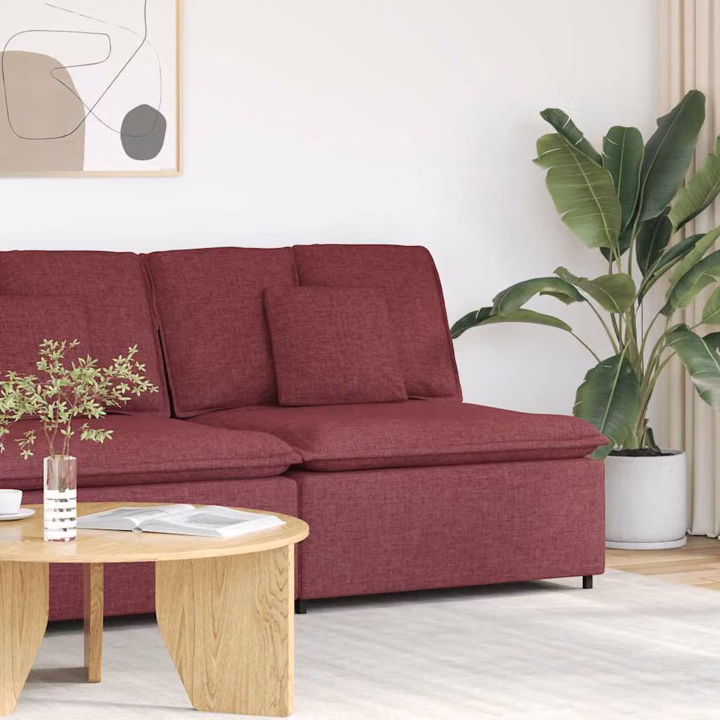 vidaXL Modulo Centrale di Divano Modulare con Cuscini Rosso, L: 100 cm