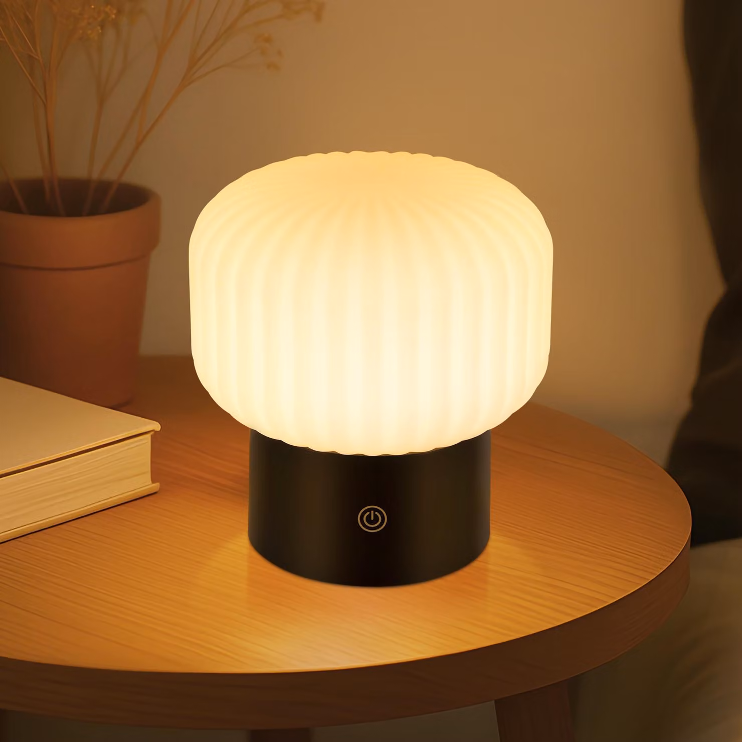 ZMH Lampada da tavolo Lampada da comodino senza fili Lampada da tavolo a LED ricaricabile Batteria ricaricabile Lampade da tavolo USB 3000K-6500K Lampade da tavolo a fungo per camera da letto