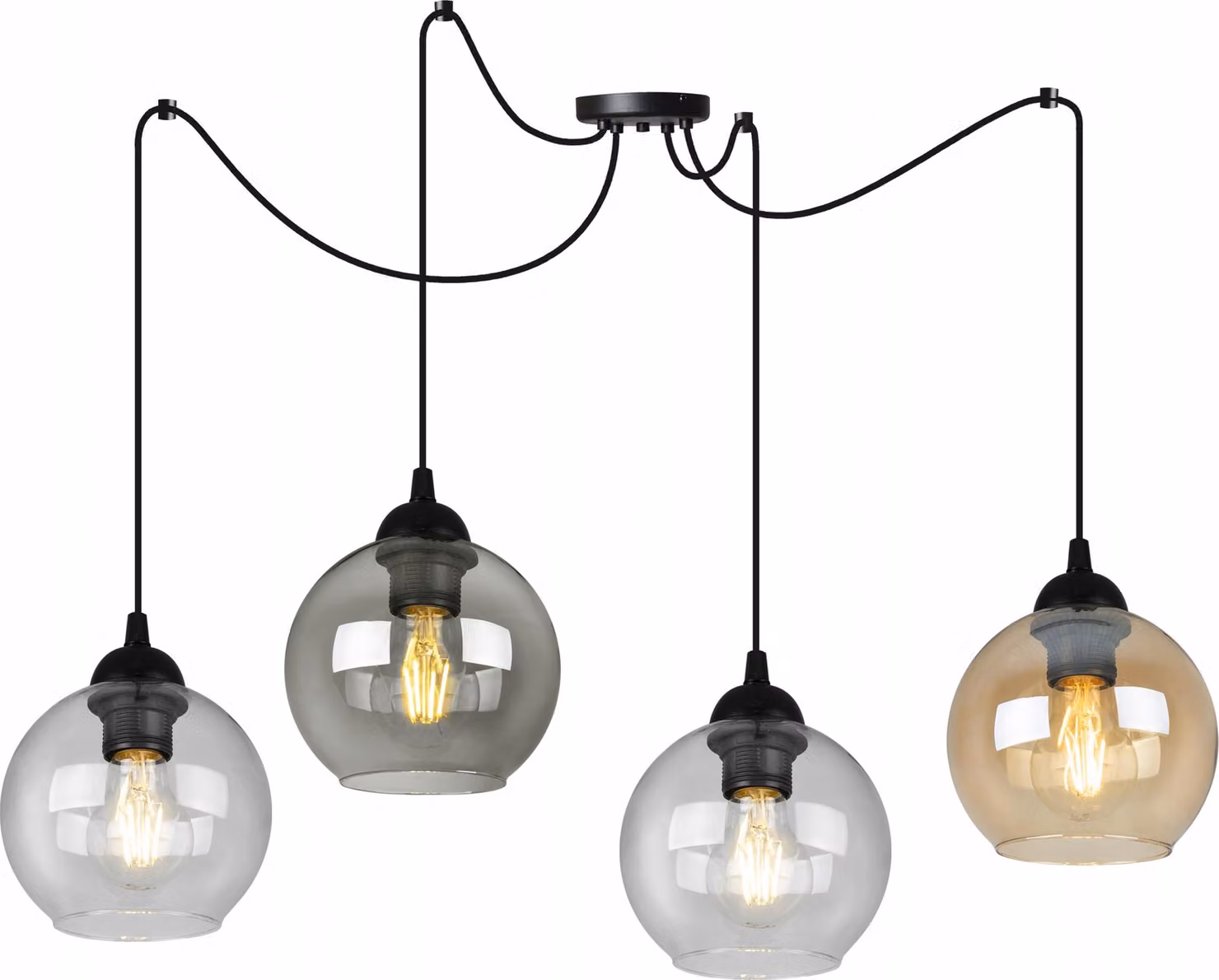 Elegante Lampada A Sospensione A Ragno Con Paralume In Vetro